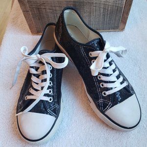 Forever Women's Black Sequin Sneakers, Size: 8.5